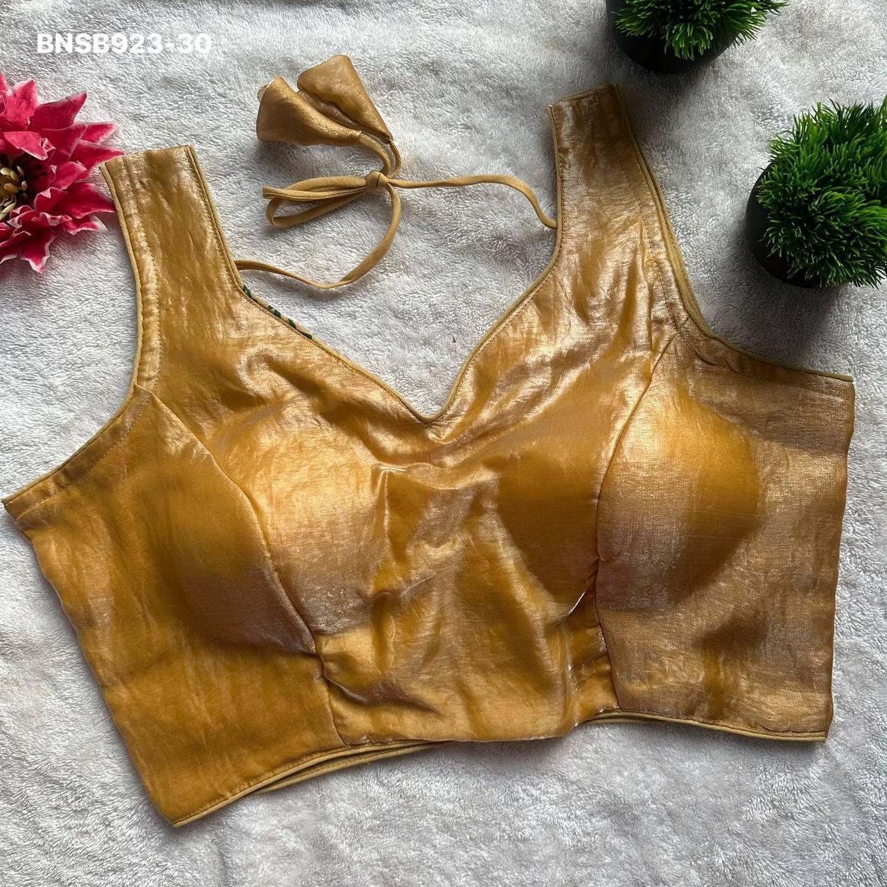 Fendy Pan Neck Fancy Blouse-Golden
